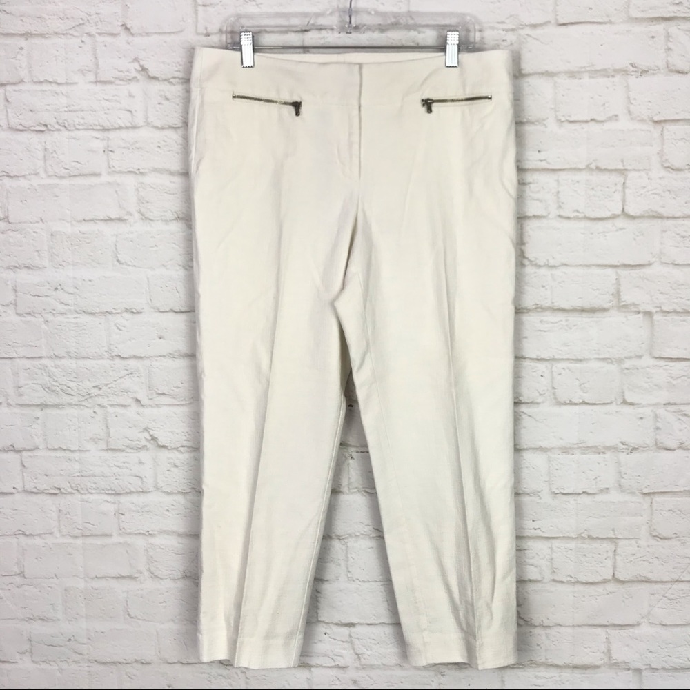 LOFT Ann Taylor Marisa Cropped White Career Pants